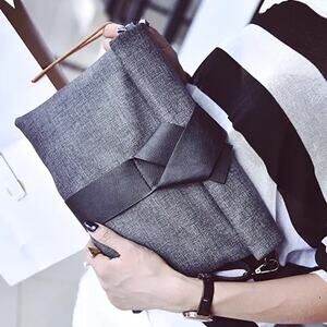 EUC Gray/Black Convertible Shoulder and Rolled Envelope Clutch Bow Bag.
